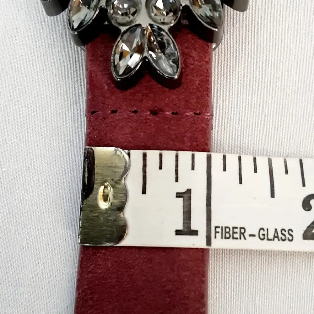 💎Loft Live Love Womens Violet Burgundy Faux Suede Bejewled Dark Gray Buckle M